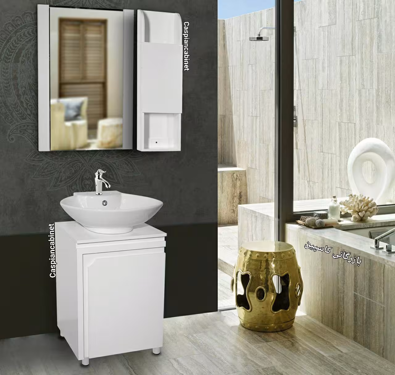 روشویی کابینت دار کاسپین زمینی 60 سانت