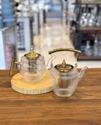 قوری پیرکس دسته طلایی شیاردار (وارداتی)