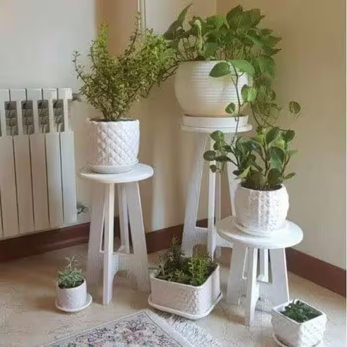 زیر گلدانی چوبی سه پایه 3 عددی