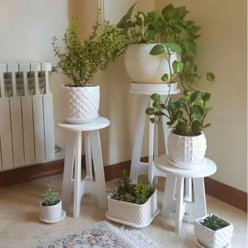 زیر گلدانی چوبی سه پایه 3 عددی