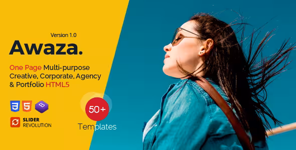 دانلود قالب اچ تی ام ال تک صفحه Awaza