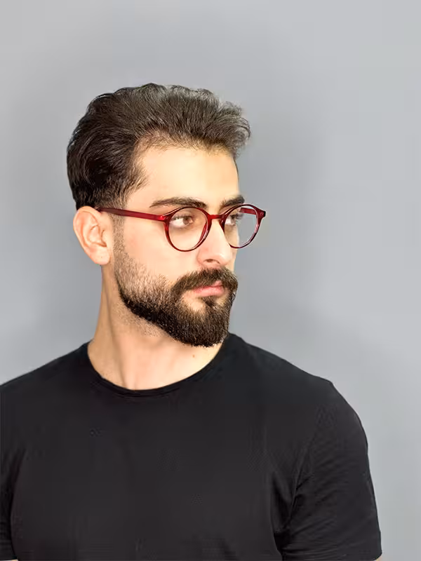 عینک طبی مردانه زرشکی گرد برند ری بن بلوکات