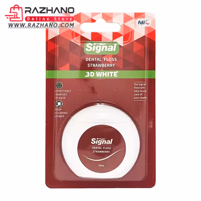 نخ دندان سیگنال مدل 3D WHITE رایحه ی توت فرنگی طول 50 متر