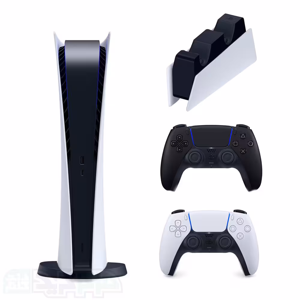 باندل پلی استیشن 5 دیجیتال به همراه دسته مشکی و پایه شارژر