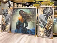 تابلو تکسچر سه تیکه برجسته طرح ابی دختر