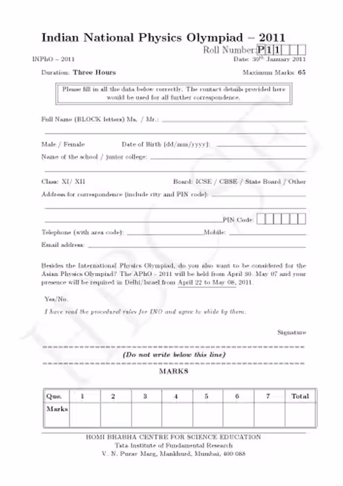 خرید و دانلود نسخه کامل کتاب INPhO 2011 Question Paper from India Indian National Physics Olympiad