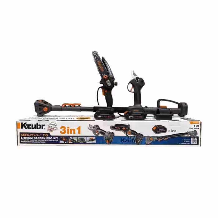 ست قیچی شارژی و اره شارژی زوبر با دسته تلسکوپی مدل KCES-21V