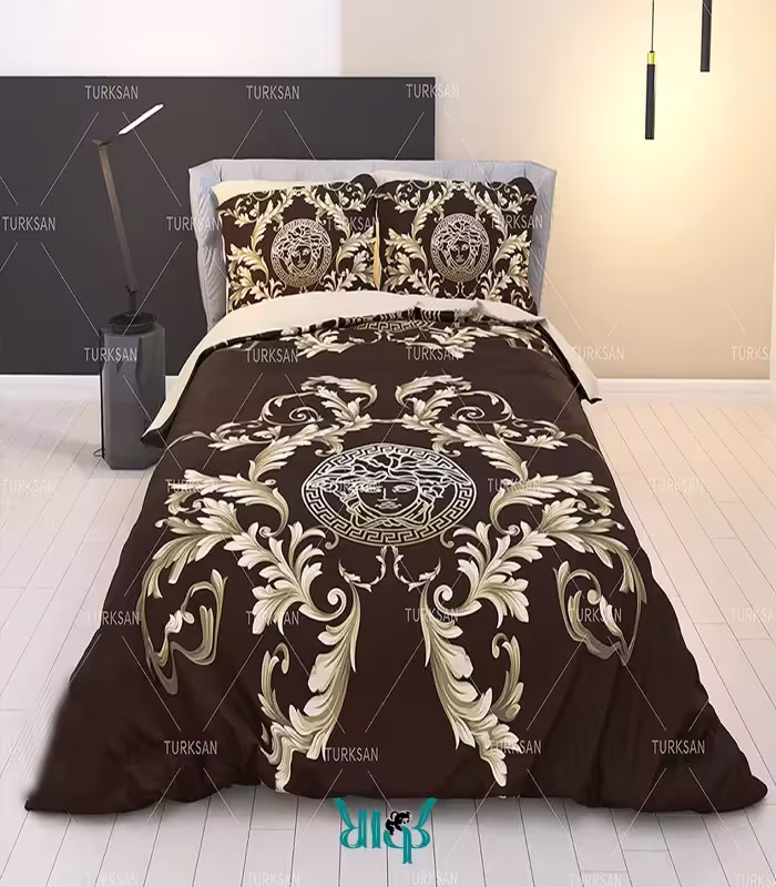 روتختی دونفره طرح ورساچه قهوه ای کد d440