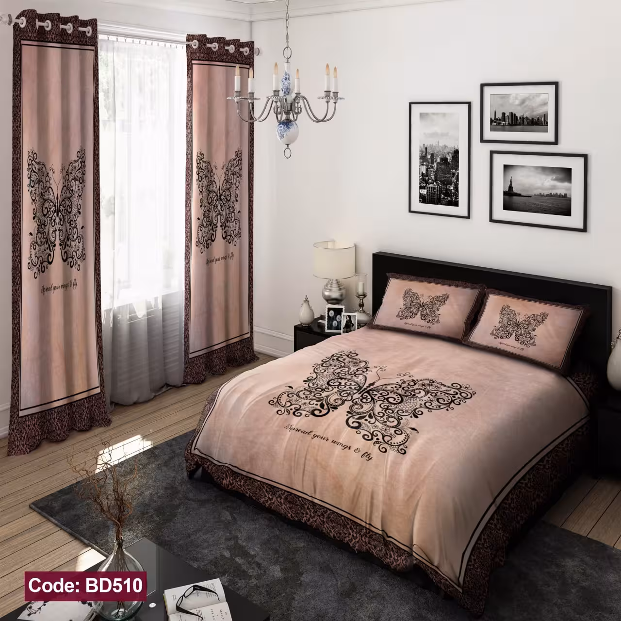 ست 6 تکه روتختی مخمل ضد لک ترک طرح بزرگسال کد 510