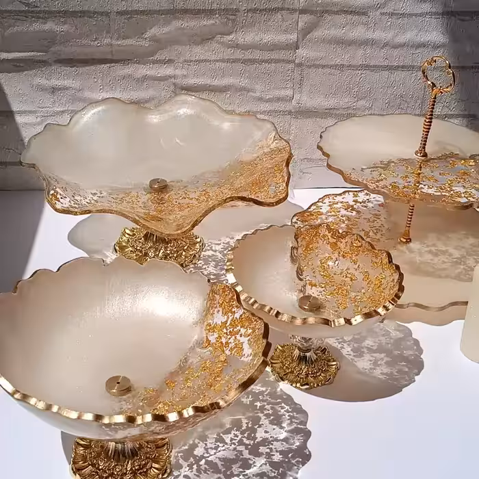 ست پذیرایی 4 تکه رزینی آجیل خوری میوه خوری شکلات خوری شیرینی خوری