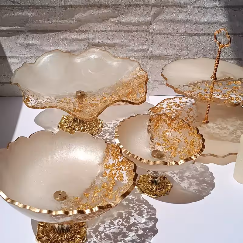 ست پذیرایی 4 تکه رزینی آجیل خوری میوه خوری شکلات خوری شیرینی خوری