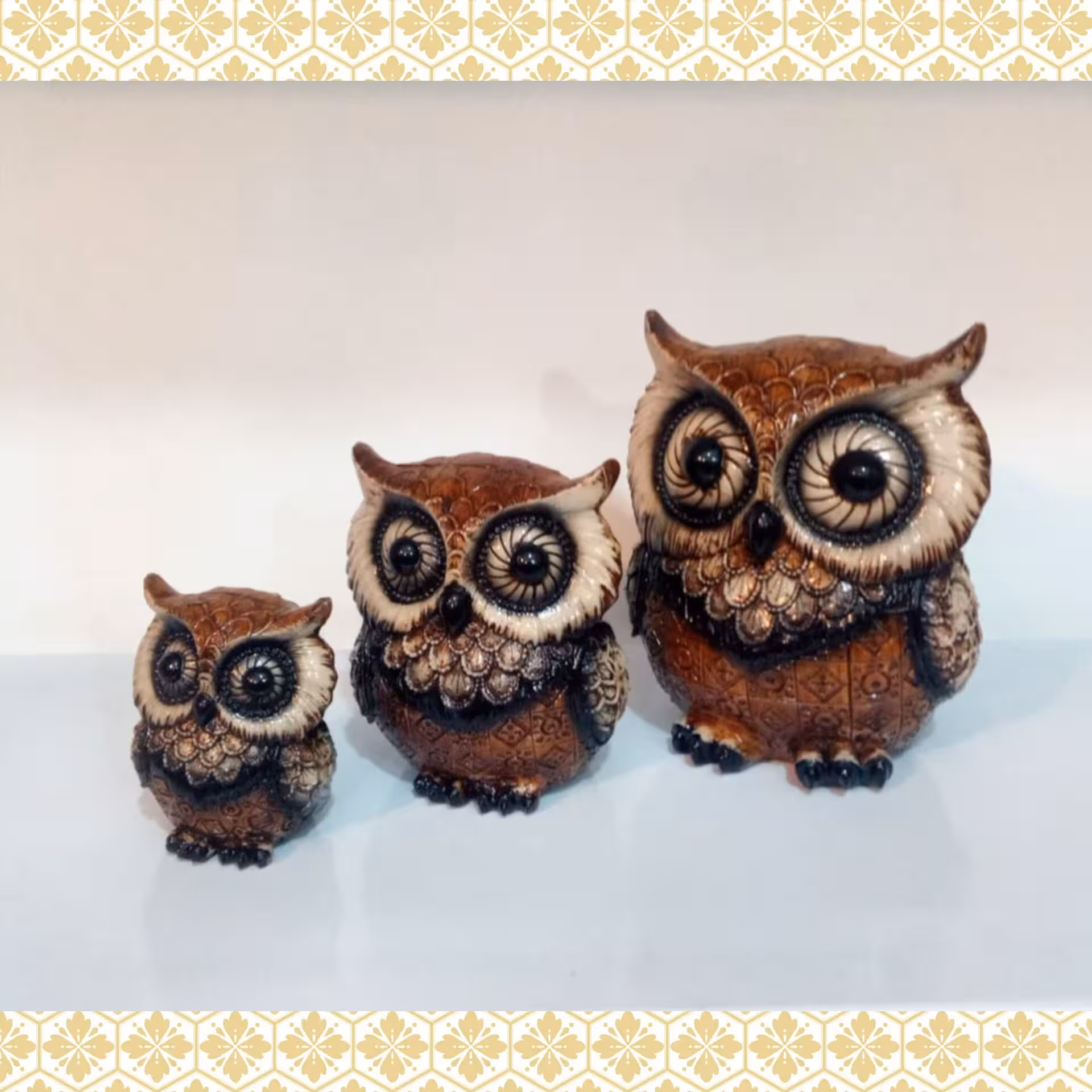 مجسمه ی جغد چوبی در سه سایز ضد ضربه با جنس پلی رزین