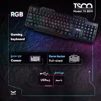کیبورد تسکو مدل TK 8019، سوئیچ ممبران، Full-size، نورپردازی LED RGB
