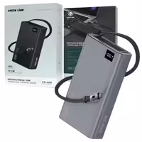 پاوربانک 10000mAH سوپر فست با کابل متصل Green Lion Retractable Power Bank 35W 10000mAh