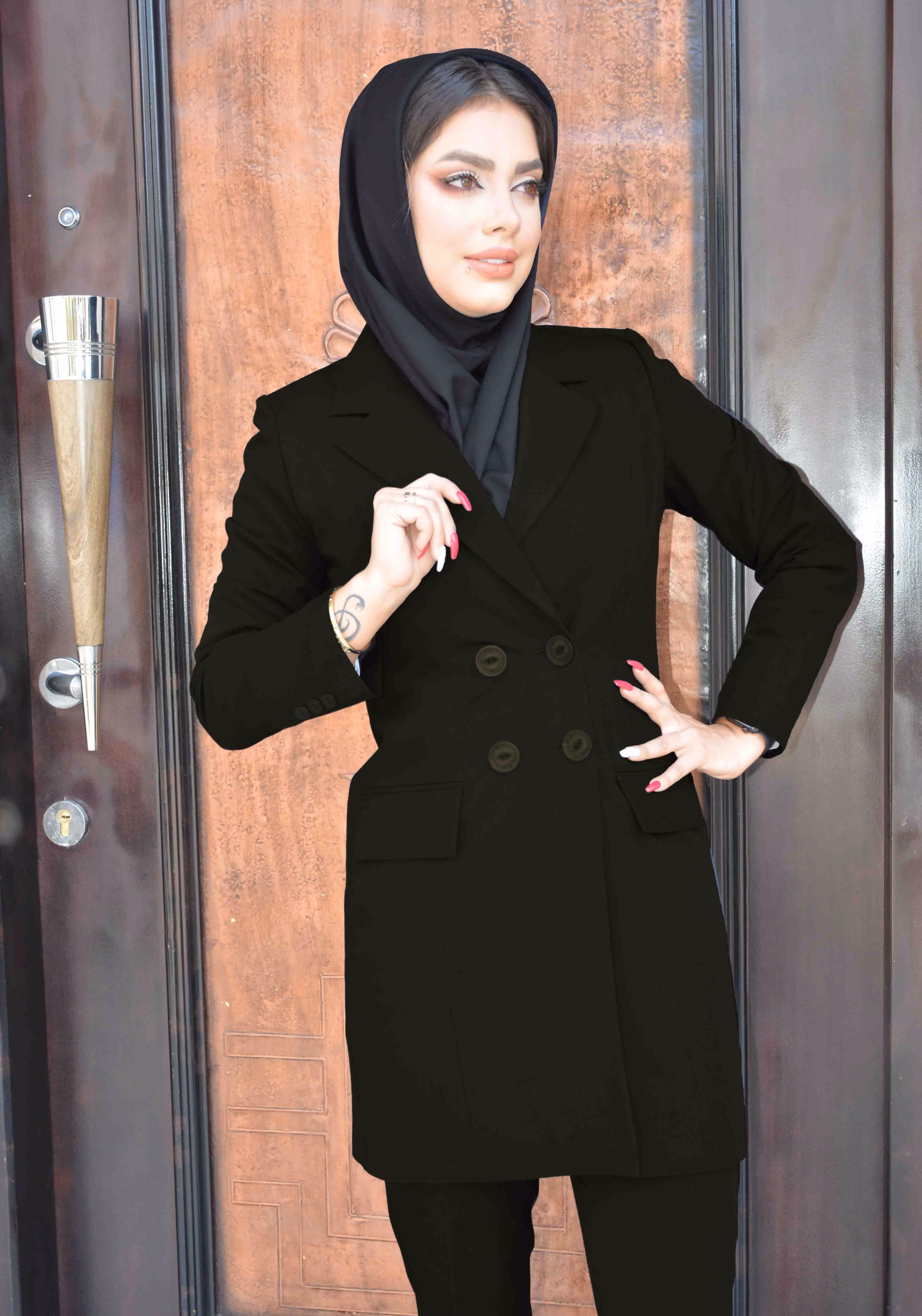 مانتوشلوار  4 دکمه کرپ مریکوری