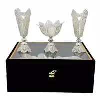 ست هدیه نقره گلدان ملیله کاری و قندان  تاجی
