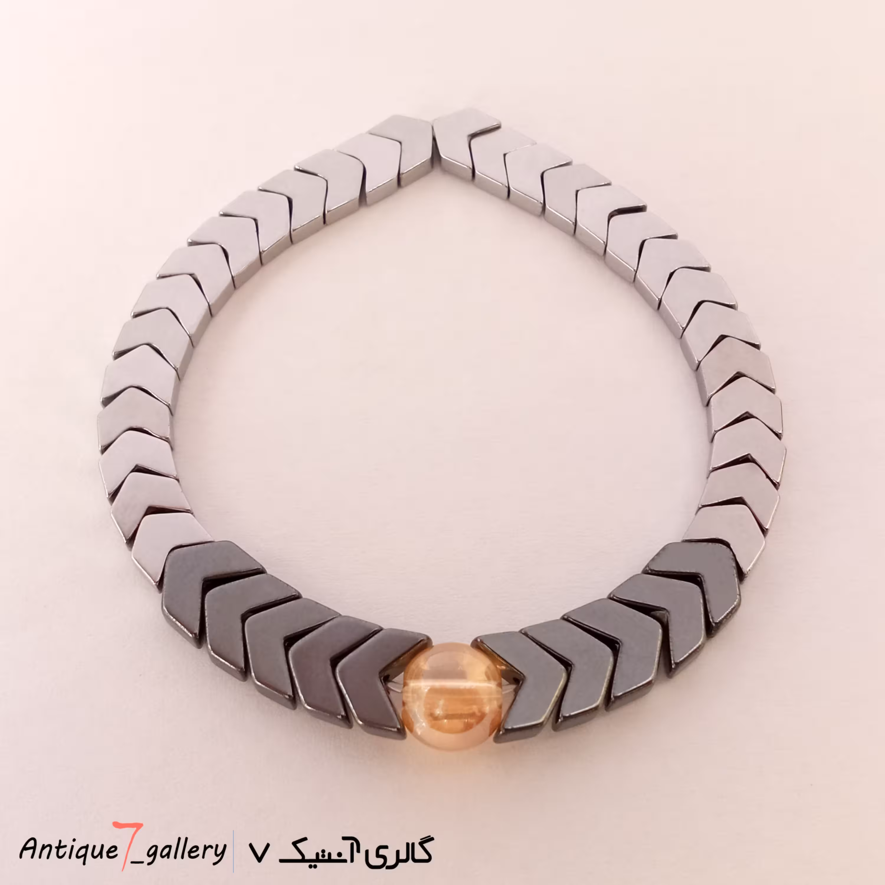 دستبند حدید دو رنگ دودی نقره ای طرح فلش اسپرت