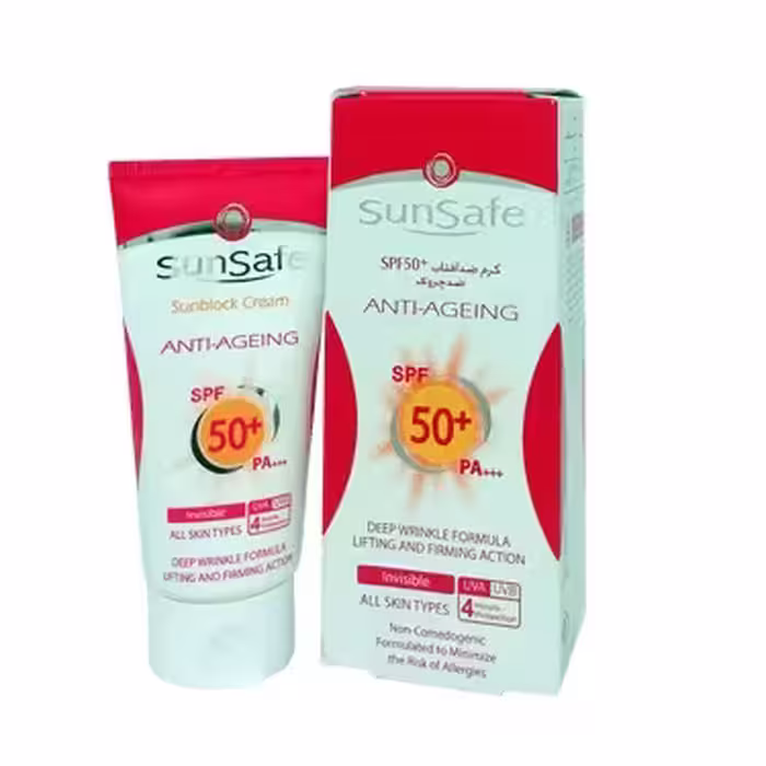 کرم ضدآفتاب و ضدچروک SPF 50 سان سیف