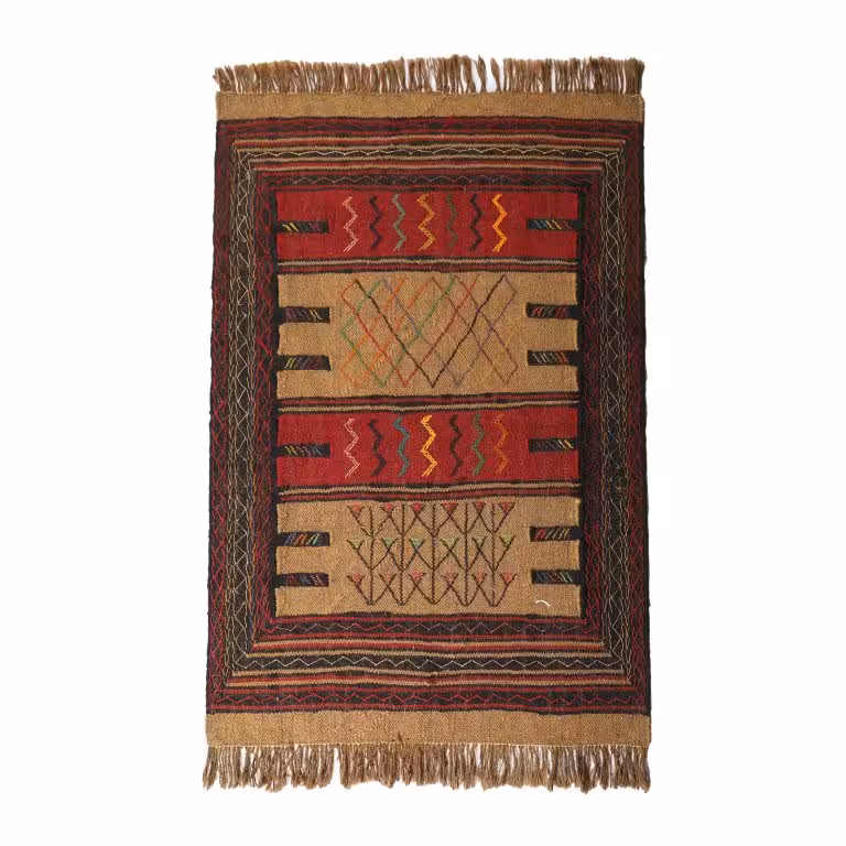 گلیم دستبافت دو متری مدل سفره کردی کد 4020521