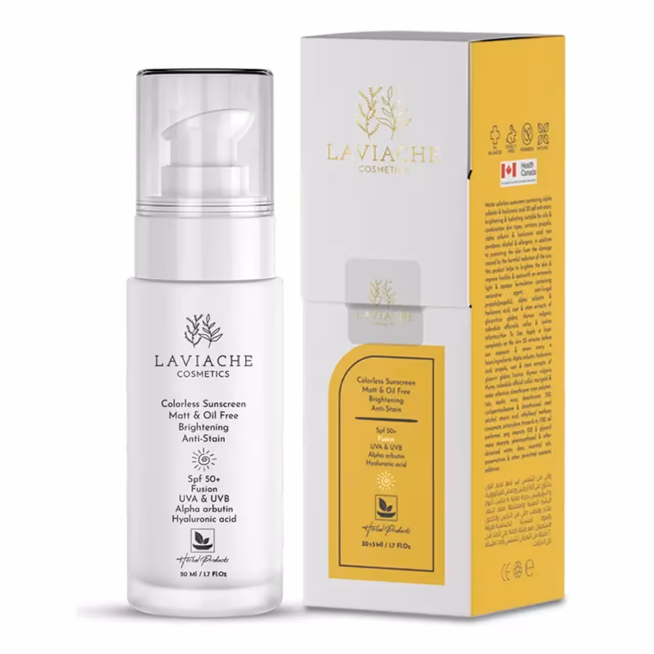 کرم ضد آفتاب spf50 لاویاچه مدل بی رنگ مناسب انواع پوست حجم 60 میل