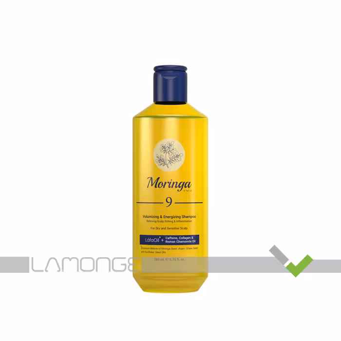 شامپو حجم دهنده و انرژی بخش 9 مناسب پوست سر خشک و حساس مورینگا امو