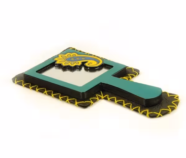 آینه دستی طرح دار چوبی کد MH1001