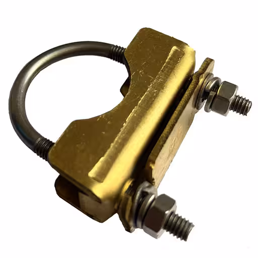 کلمپ برنجی يو شکل اتصال تسمه حداکثر سايز 5*30 به ميله ارت کاپرباند (GRC-N)