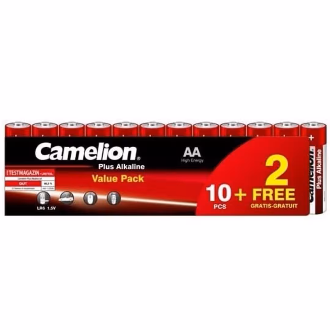 باتری قلمی کملیون پلاس آلکالاین Plus Alkaline شیرینک بسته 12 تایی (عمده و خرده)