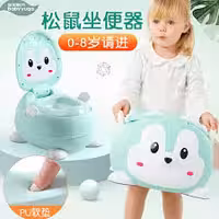 قصری کودک بیبی یوگا (لگن دستشویی کودک) عروسکی با تشک نرم اسفنجی و سایز بزرگ و جادار و نشیمن راحت و نرم و جادار و بزرگ   رنگ ابی طرح روباه عروسکی     baby yuga