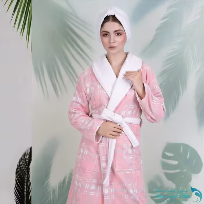 حوله تن پوش زنانه طرح ماکان صورتی برند پودایران