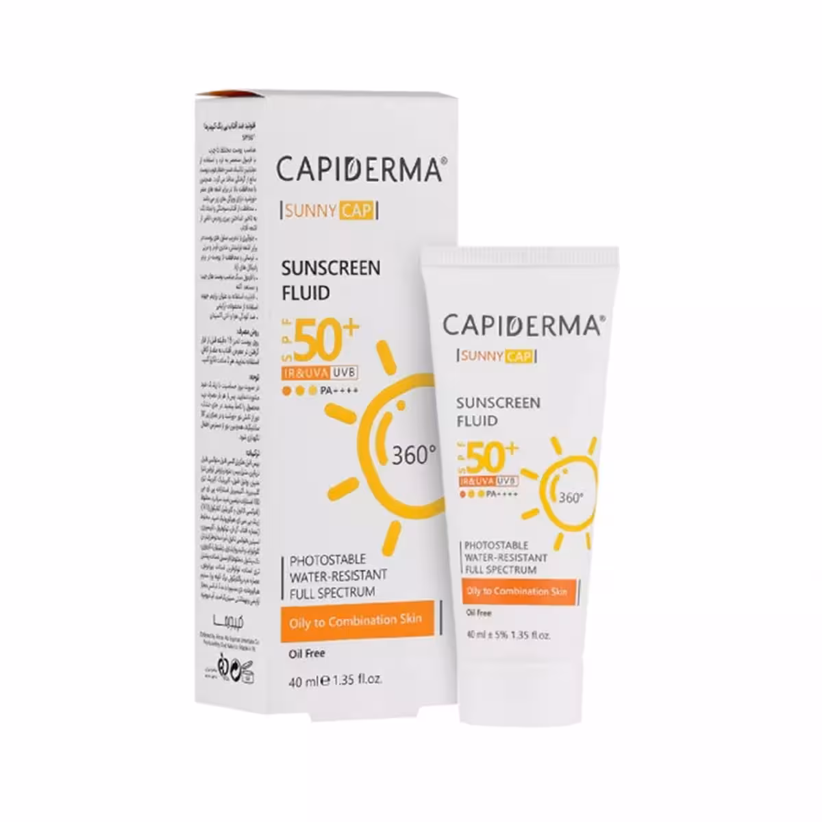 فلوئید ضد آفتاب بی رنگ  SPF 50 پوست چرب حجم 40 میلی لیتر کپیدرما
