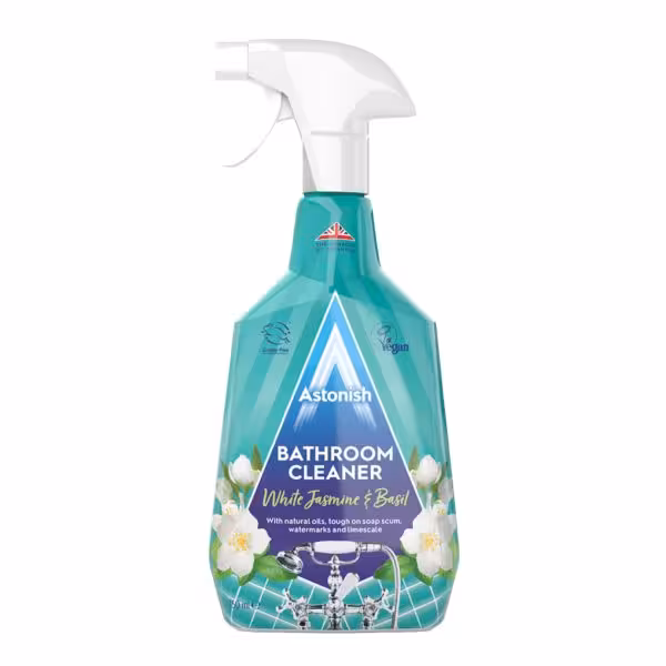 اسپری حمام و سرویس بهداشتی استونیش  حاوی رایحه یاس سفید پاک کننده و براق کننده شیر آلات  حجم 750 میل ساخت انگلستان