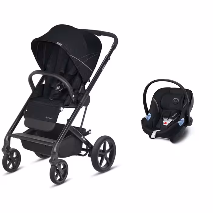 کالسکه کریر سایبکس بالیوس اس مشکی با گارد و دسته مشکی و کریر ایتون مشکی سایبکس و  اداپتور نصب بالیوس اس سایبکس  cybex balios s