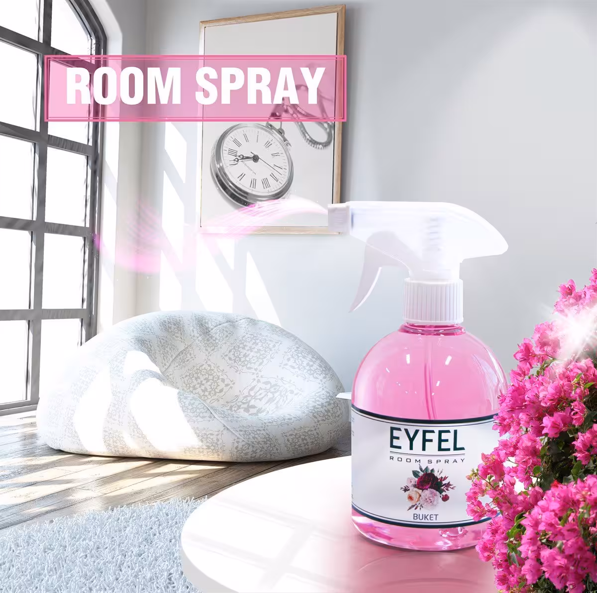 اسپری خوشبو کننده هوا ایفل اصل EYFEL مدل دسته گل bouqut حجم 500 میلی لیتر کد 562003