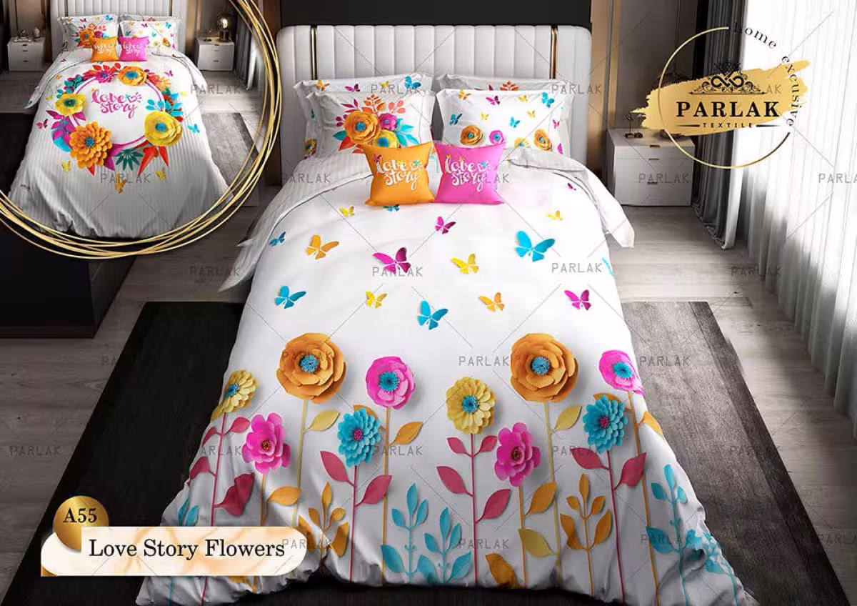 روتختی طرح گل داستان عشق دونفره برند پارلاک کد A55