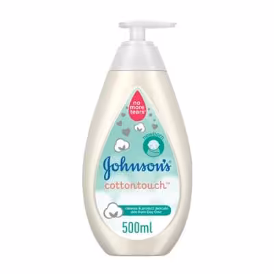 شامپو سر و بدن کودک جانسون johnsons مدل cotton touch حجم 500 میل