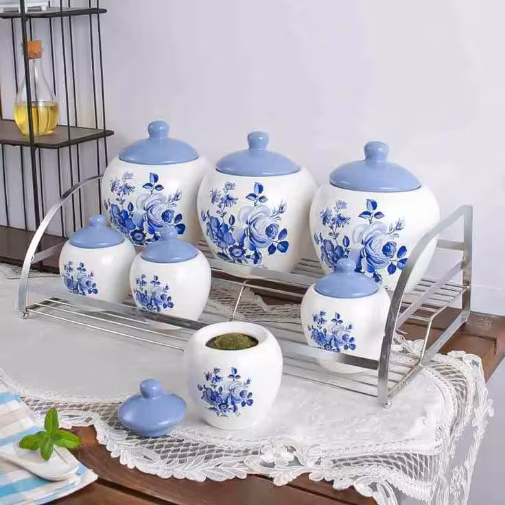 پاسماوری 7پارچه گلدار سورمه ای استنددار ریور کد 1001