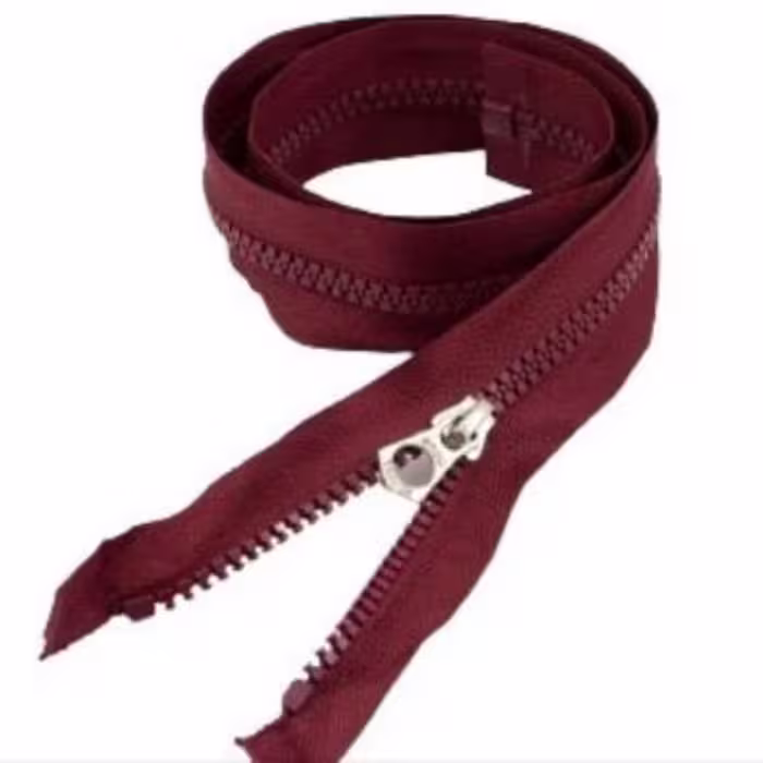 زیپ کاپشنی دنده استخوانی زرشکی (بسته 5 عددی)(70 سانتی - دنده 5)