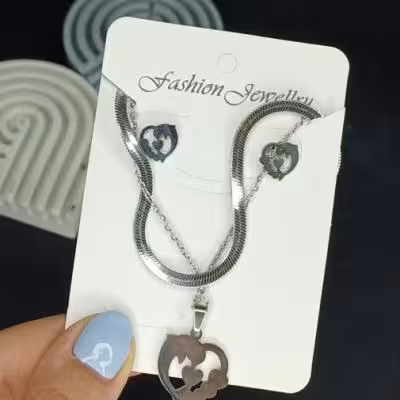 نیم ست ماری با پلاک زنجیر و گوشواره