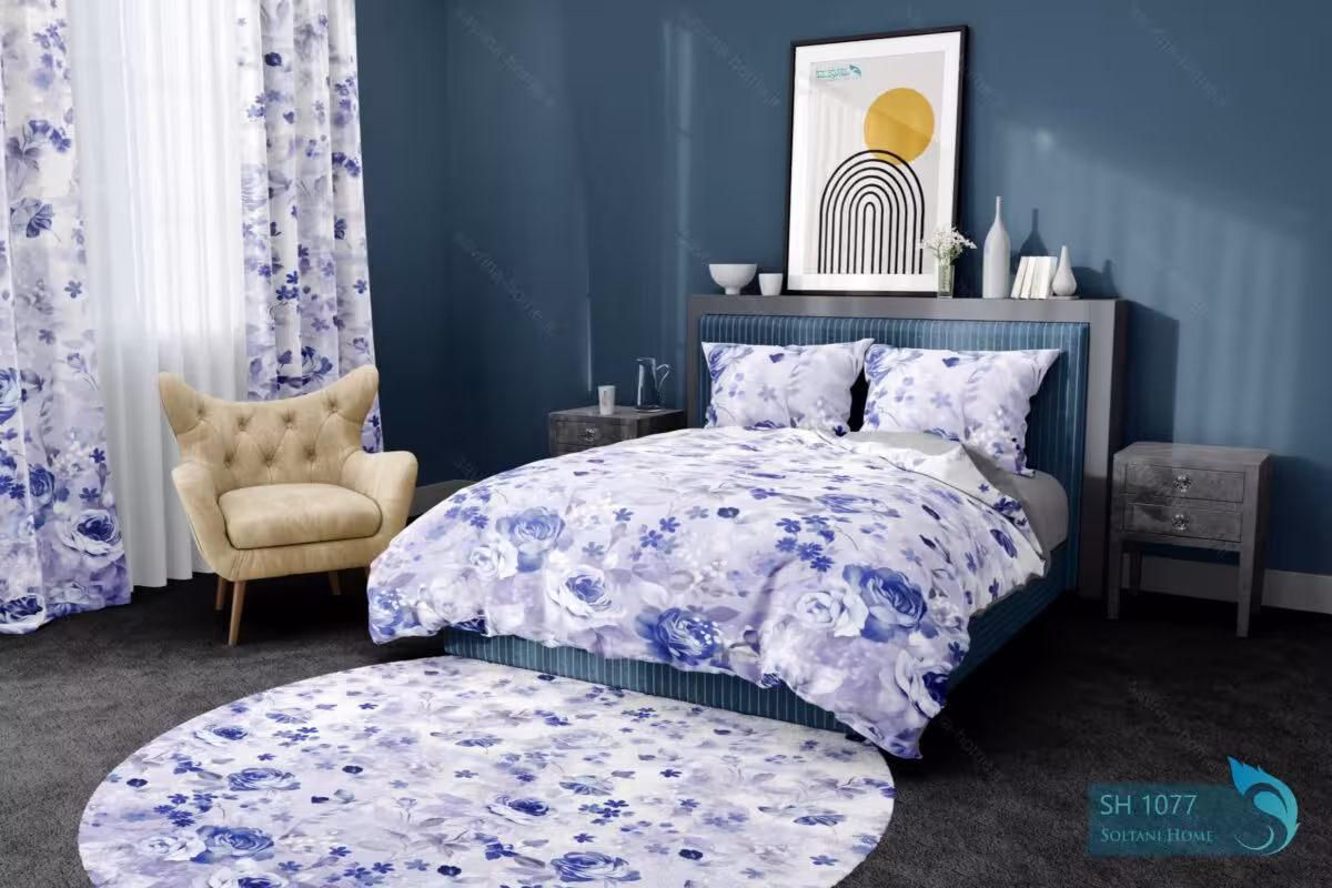 ست روتختی طرح رز آبی دونفره کد SH1077