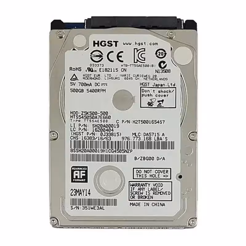 هارد HDD لپ تاپ 500 گیگابایت HGST Sata 5400RPM  شش ماه گارانتی