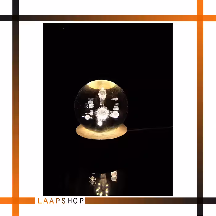 گوی شبخواب کریستالی سه بعدی مدل فضانورد و سیاره