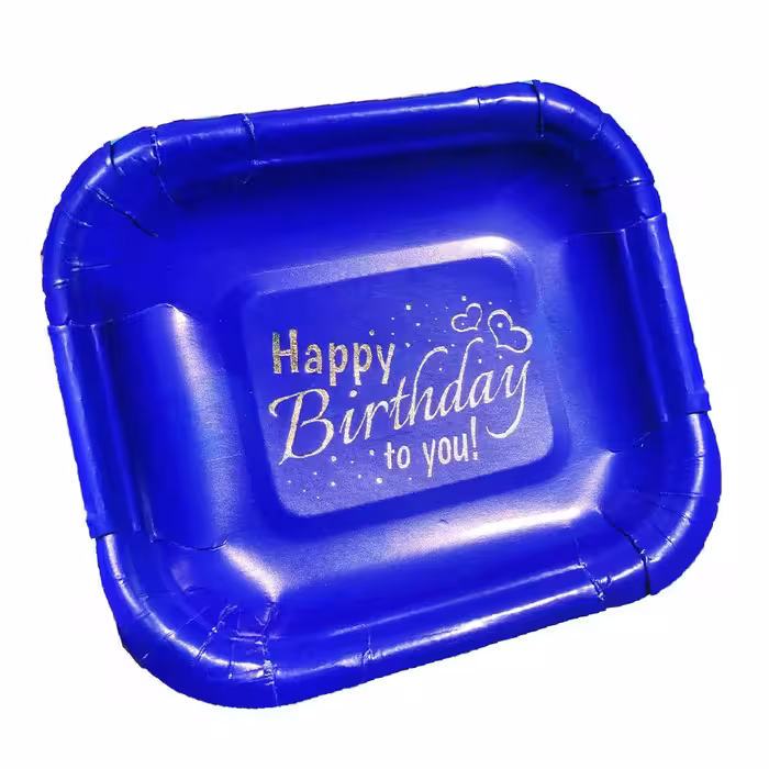 بشقاب پاستیلی طلاکوب سرمه ای