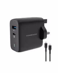 شارژر دیواری 63 وات پاورولوژی Powerology 63W Ultra-Quick GaN Charger with USB-C Cable