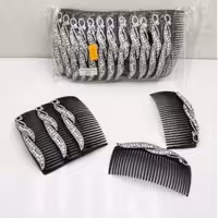 شانه زلفی مشکی نگین دار بزرگ