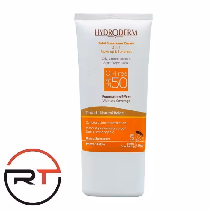 ضد آفتاب کرم پودری ترکیبی بژ طبیعی فاقد چربی SPF50 هیدرودرم 40 میلی