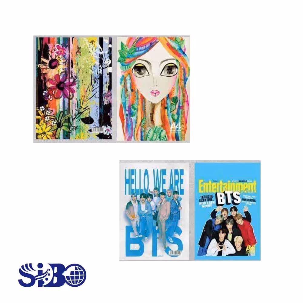 دفتر 50 برگ لاتین 2خط سیمی جلد طلقی کلاسیک