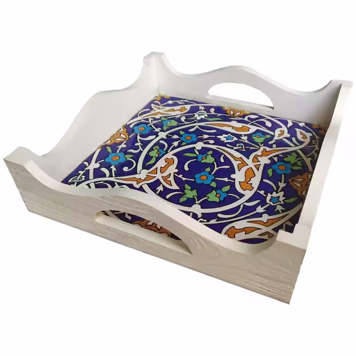 سینی چوبی طرح کاشی