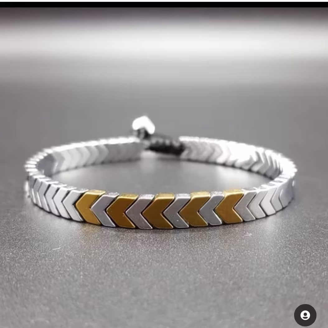 دستبند حدید فلش نقره ای وطلایی