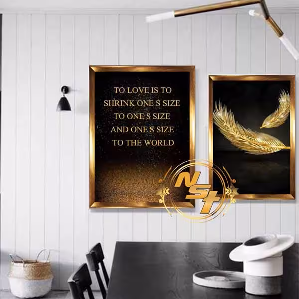 تابلو دکوراتیو 2 تایی طرح پر و نوشته کد GH051